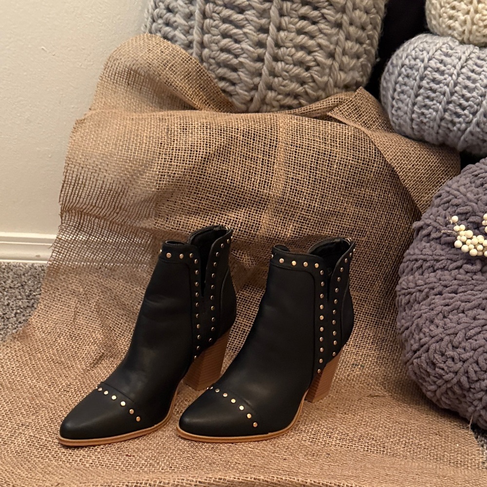 Studded Black Ankle Boots